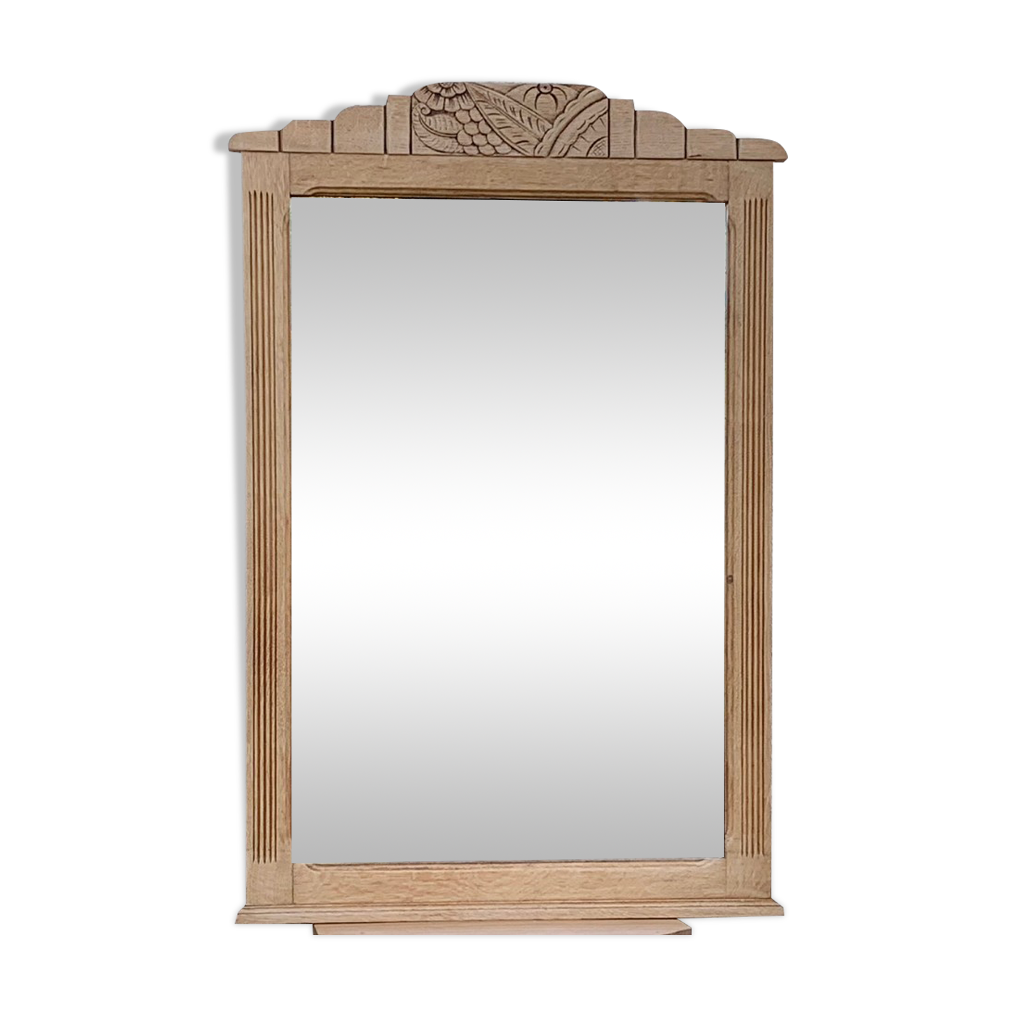 Art Deco mirror bevelled raw oak 1930