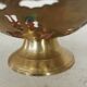 Vintage Brass Pedestal Bowl: Floral Motif, Red Blue Green Painted