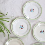 Set of 6 flat plates Moulin des Loups, Nina model, vintage French