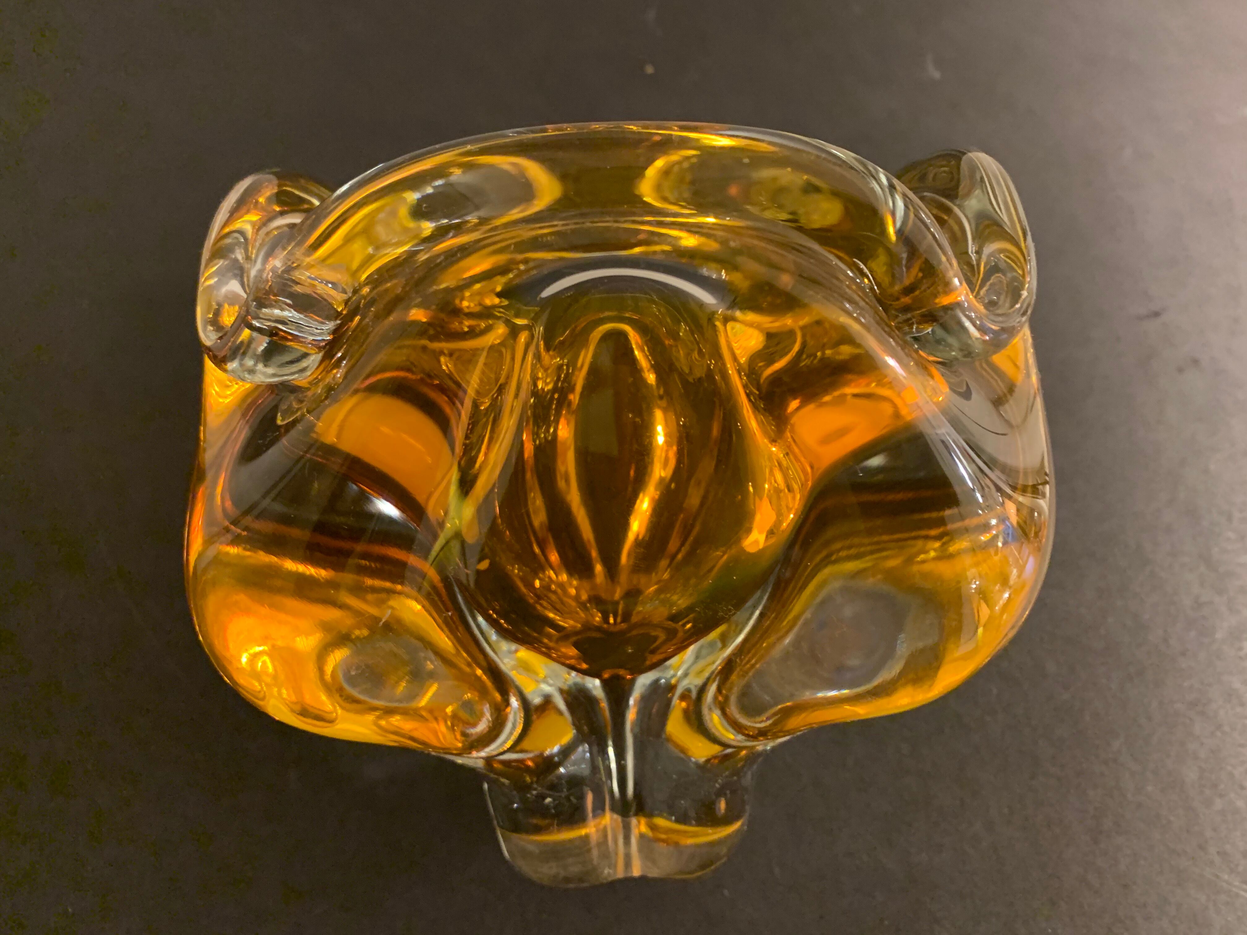 Murano orange-yellow glass ashtray 1960