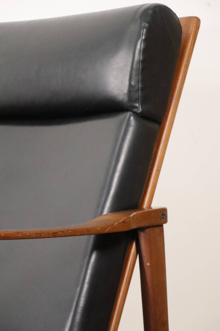 Pair of Scandinavian teak and leatherette armchairs, 1960