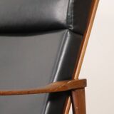 Pair of Scandinavian teak and leatherette armchairs, 1960