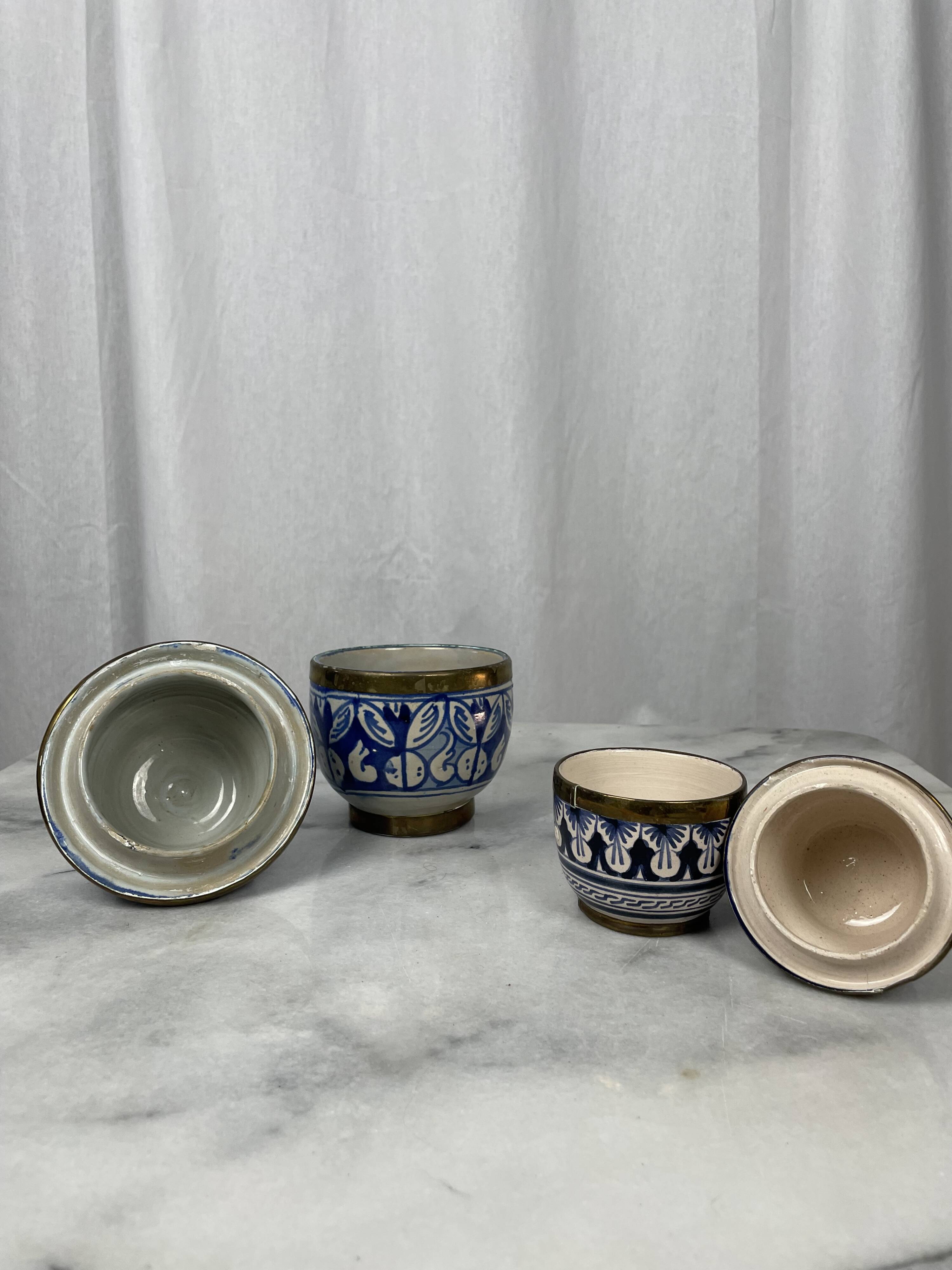 Ensemble 4 jarres marocaines Jobbanas - Céramique bleue de Fès