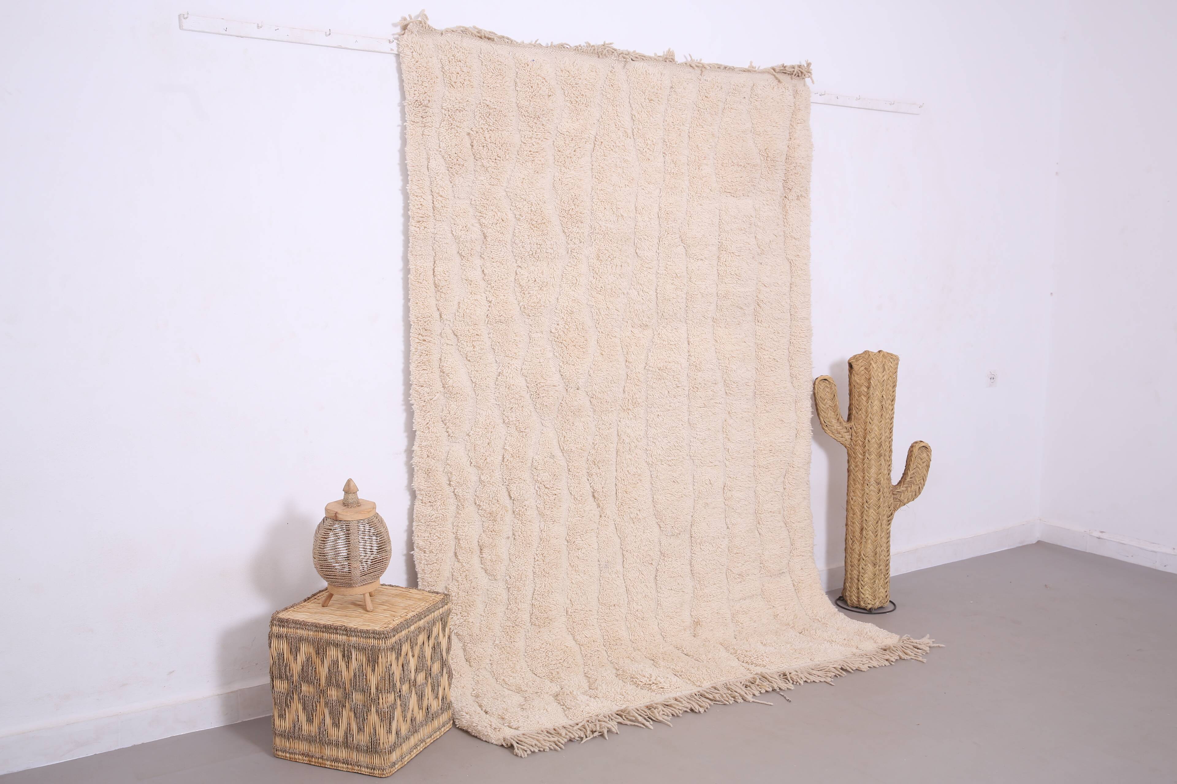 Cream Handmade Moroccan Rug 167 x 242 cm - Beige Beni Ourain Rug Berber
