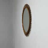 Large mirror from the 1950s. Made of bamboo. Vintage design in the Bonacina style.