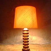 Glass and brass tablelamp from Möllers Armaturfabrik Eskilstuna, Sweden. 1970's.