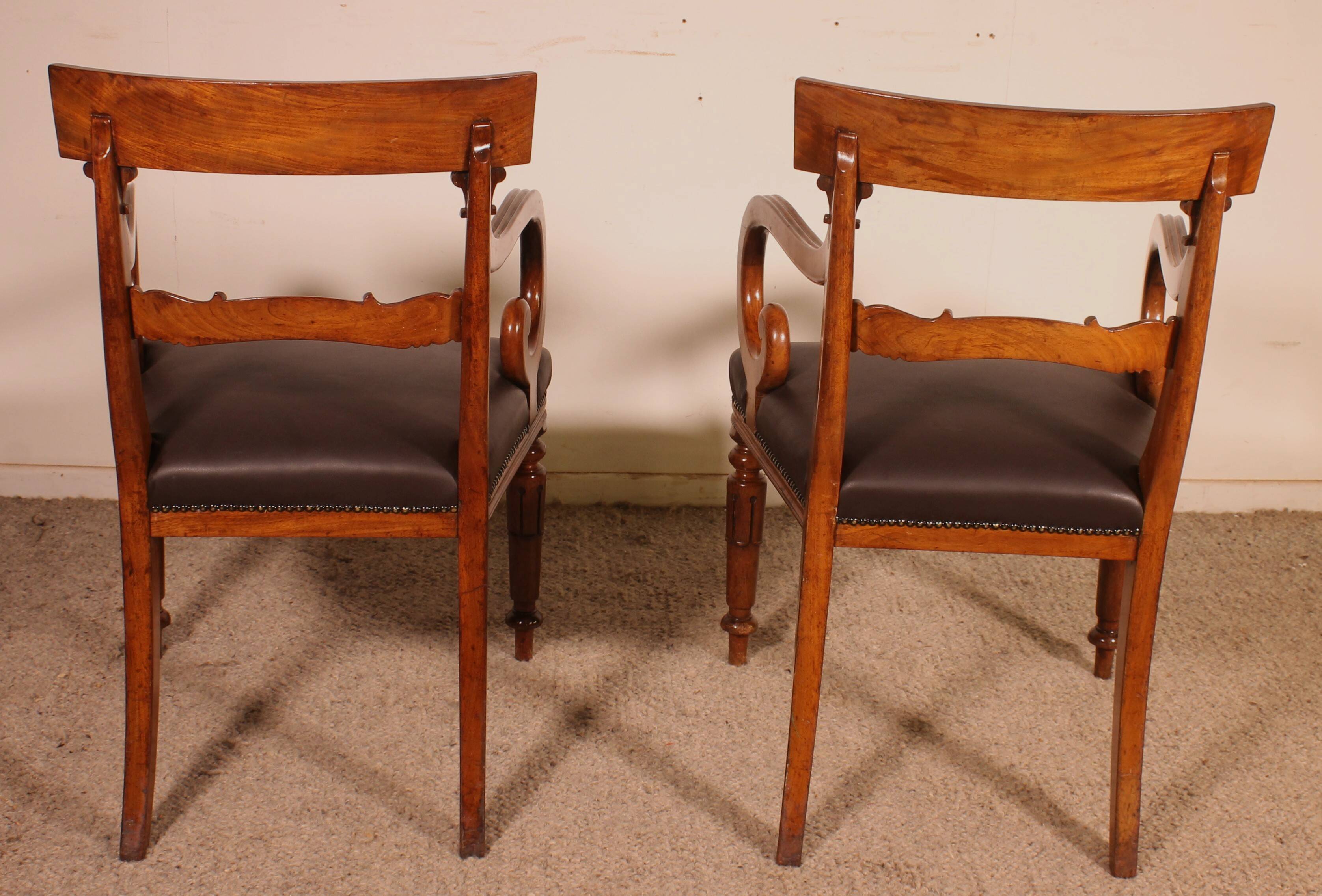 pair of mahogany armchairs from the William IV period circa 1830