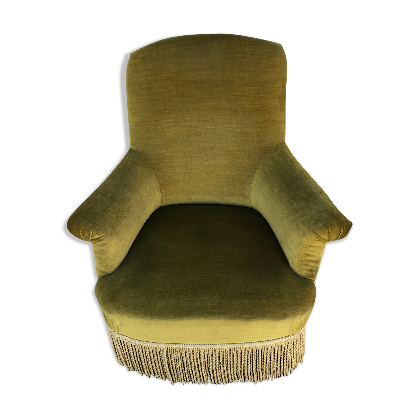 Vintage yellow/green velvet armchair