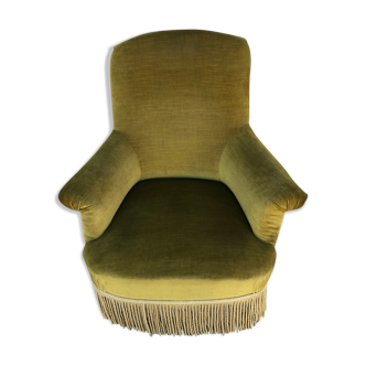 Vintage yellow/green velvet armchair