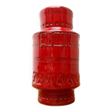 Red pottery vase Rimini Italian from the mid-century by Aldo Londi for Bitossi, 1960s.