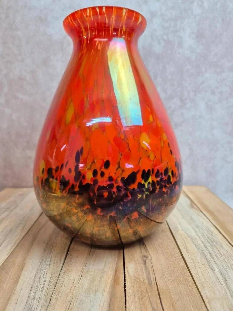 Large antique iridescent multilayer glass vase – attributed to Clichy or Pantin.