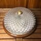 Old molded glass ceiling light + brown & gold metal contour vintage