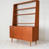 Vintage Scandinavian teak bookcase with drawers