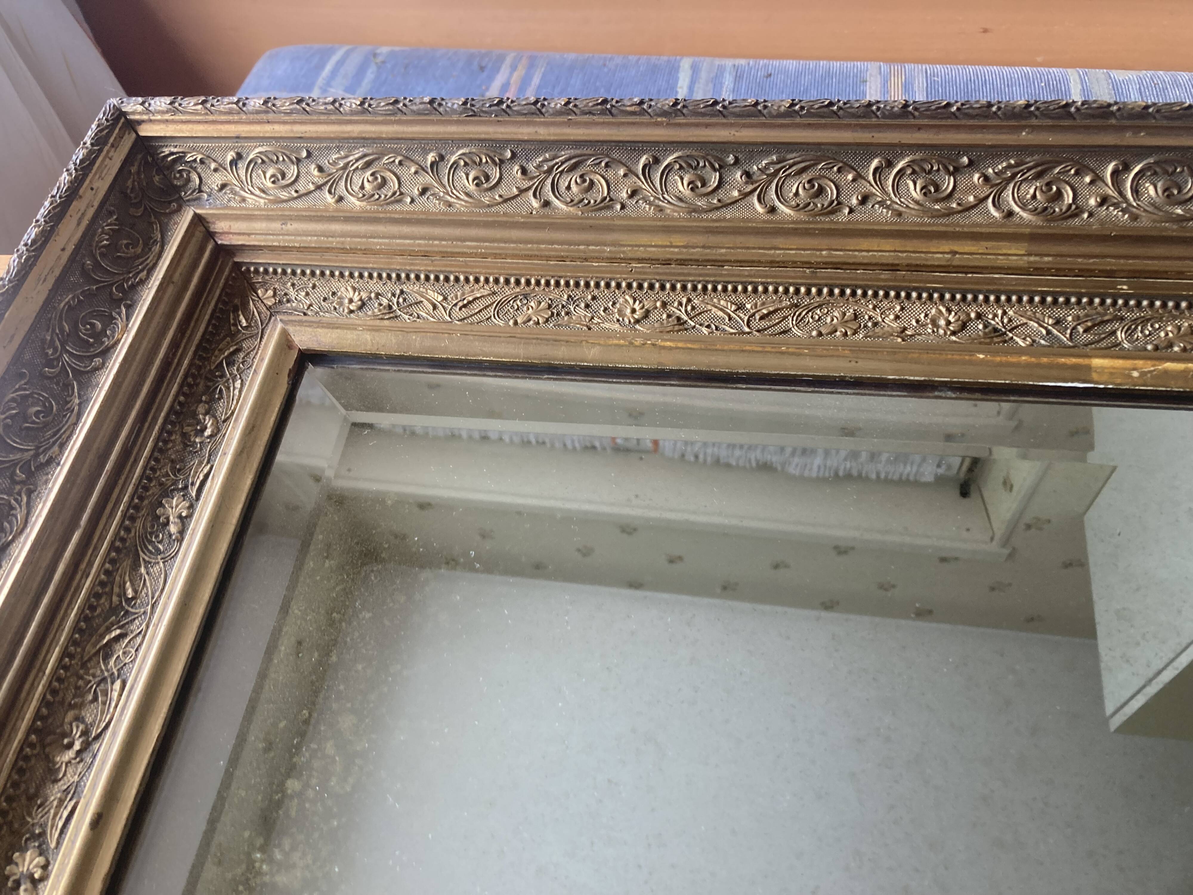 Miroir étain vintage cadre doré