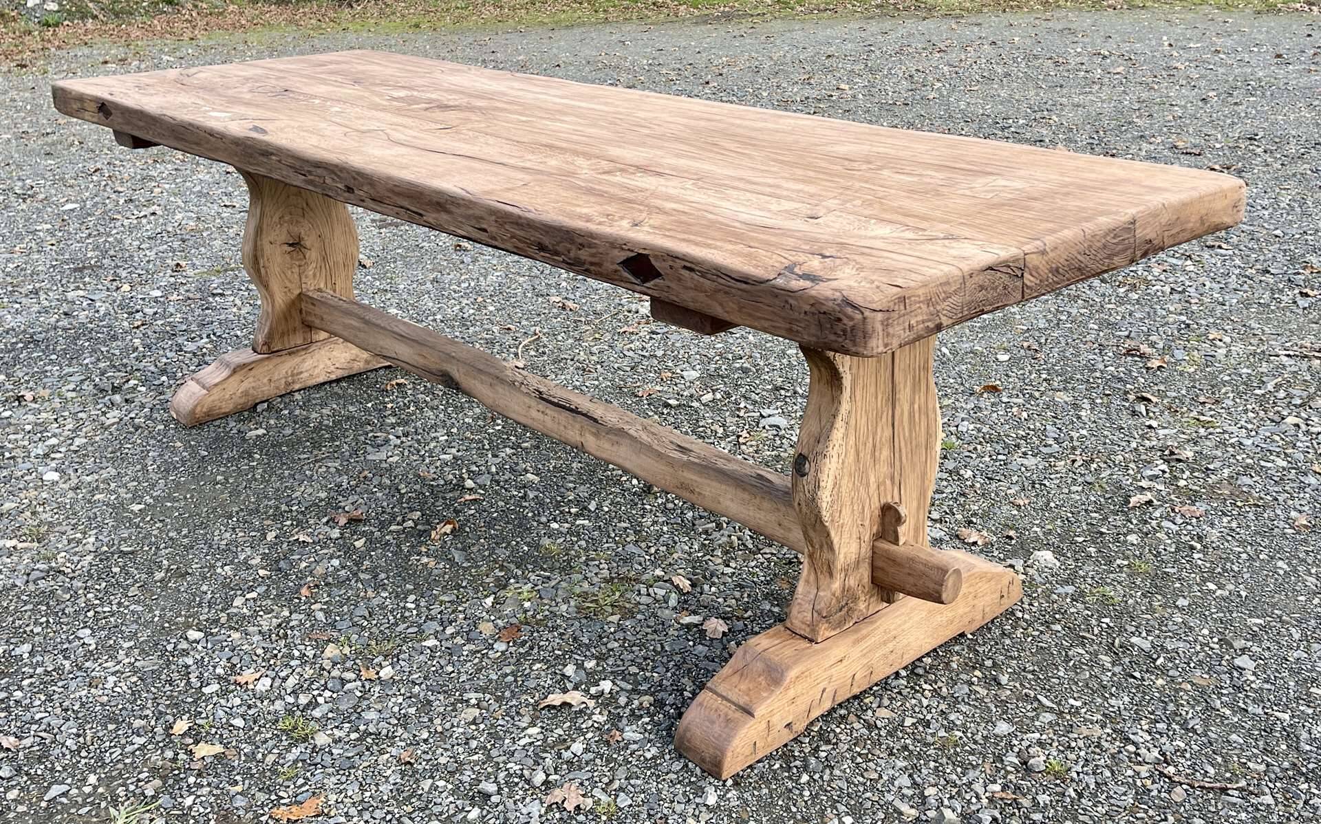 1930s monastery table in raw oak