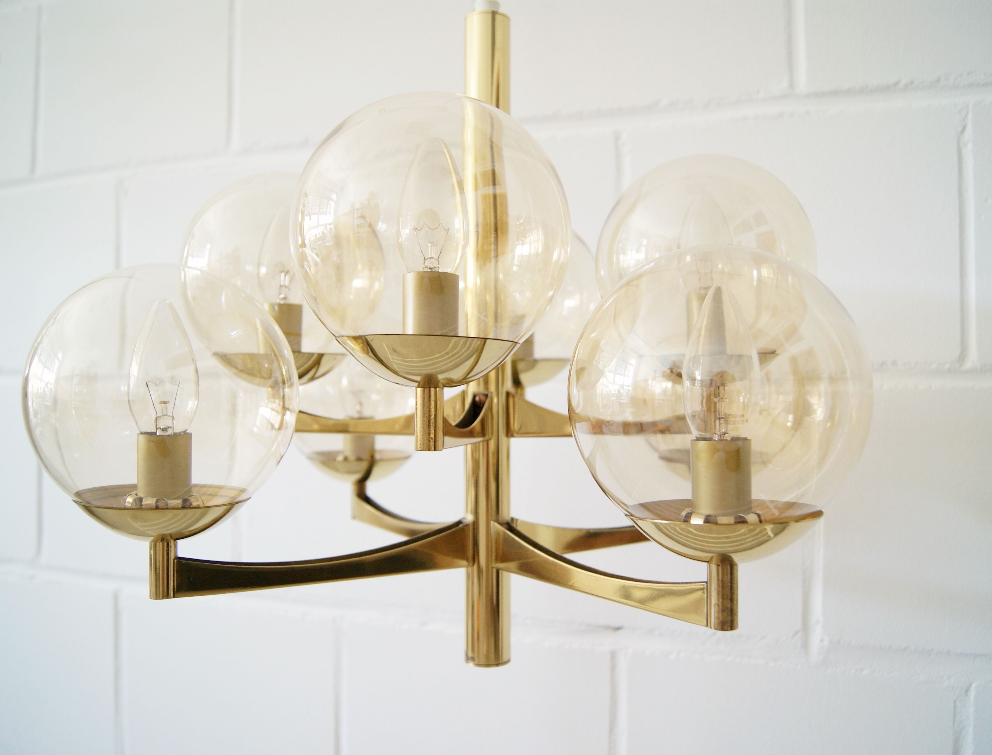 Brass chandeliers from Kaiser, Germany 1960