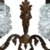 Old Bronze Double Wall Lamp Superb Molded Glass Globe