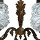 Old Bronze Double Wall Lamp Superb Molded Glass Globe