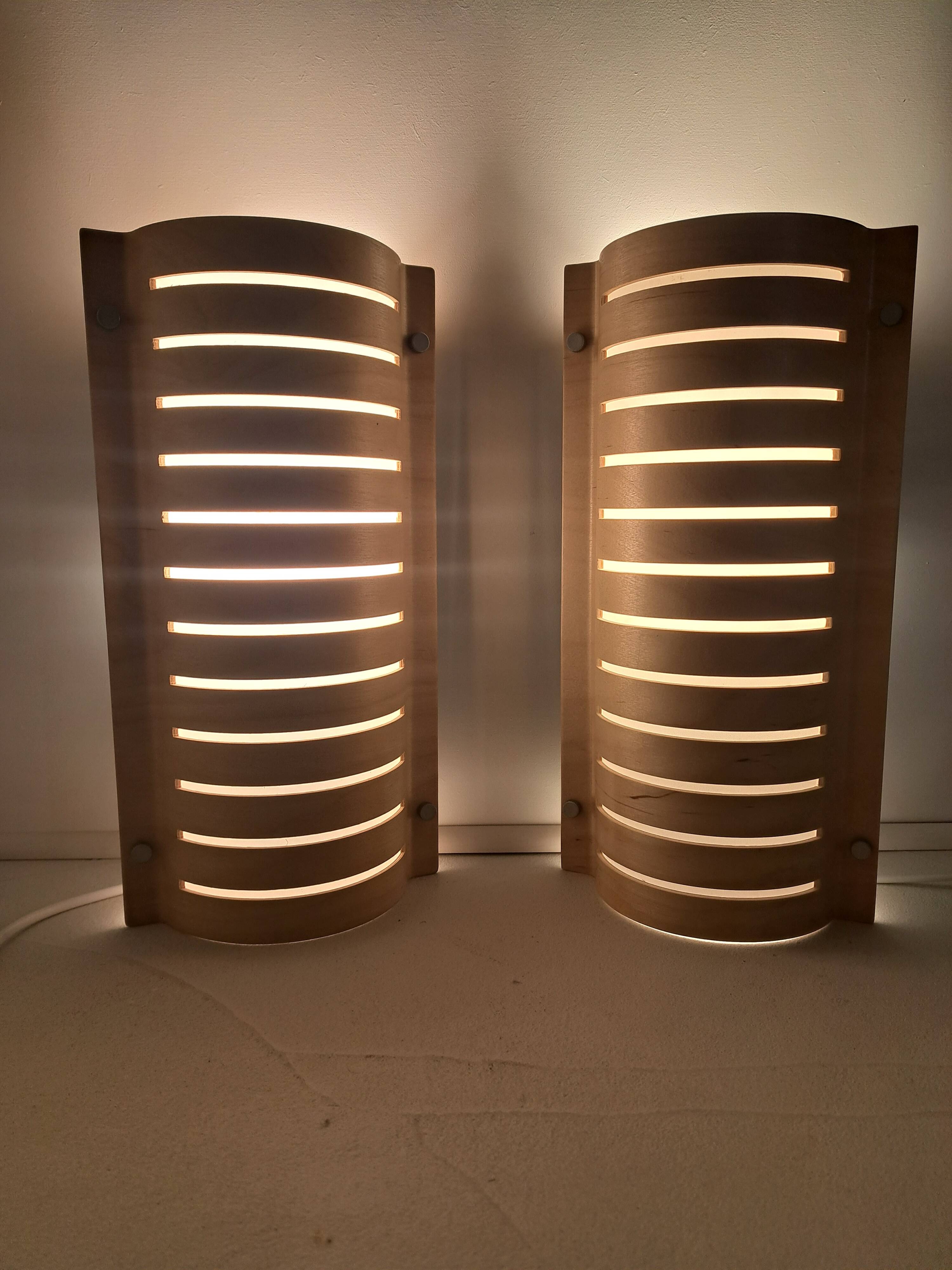 Pair of vintage 90s Strimma bent wood wall lights from Ikea