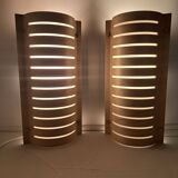Pair of vintage 90s Strimma bent wood wall lights from Ikea