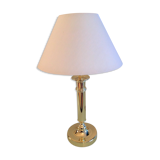 Brass lamp and lampshade fabric ecru / vintage 70s