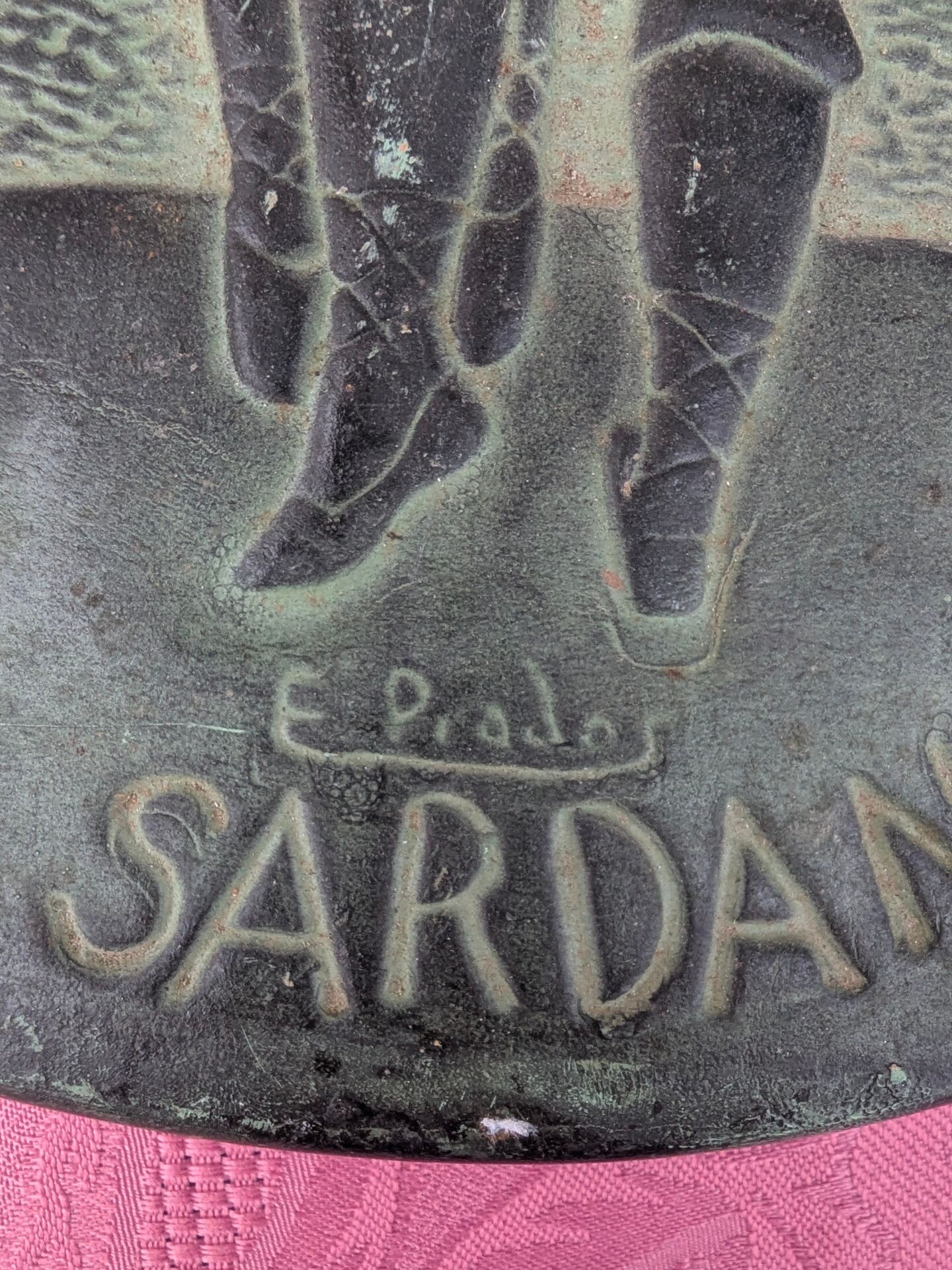 Large Catalan wall plate La Sardana signed Roussillon ceramic 50 60