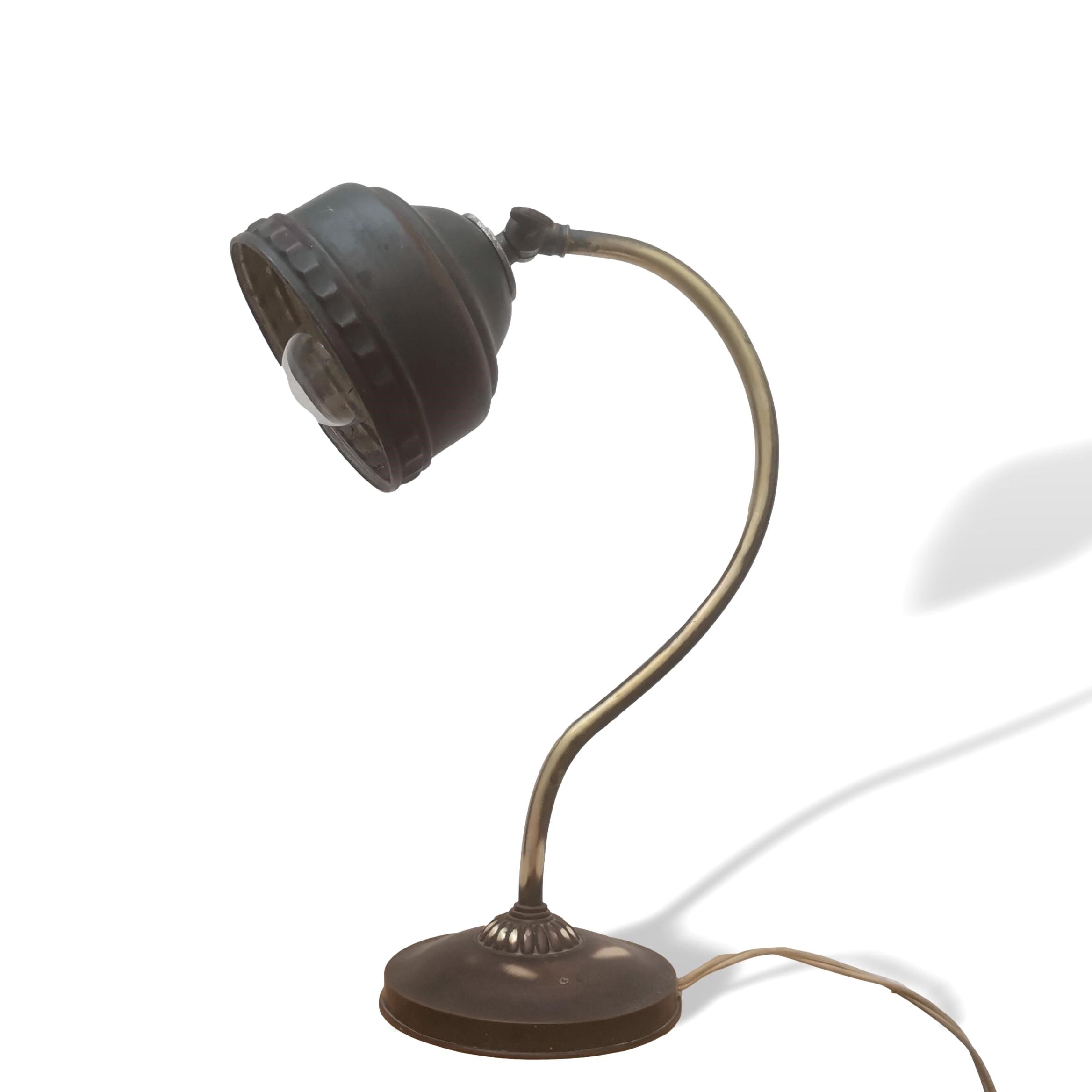 Original 1950s vintage brutalist brass desk lamp