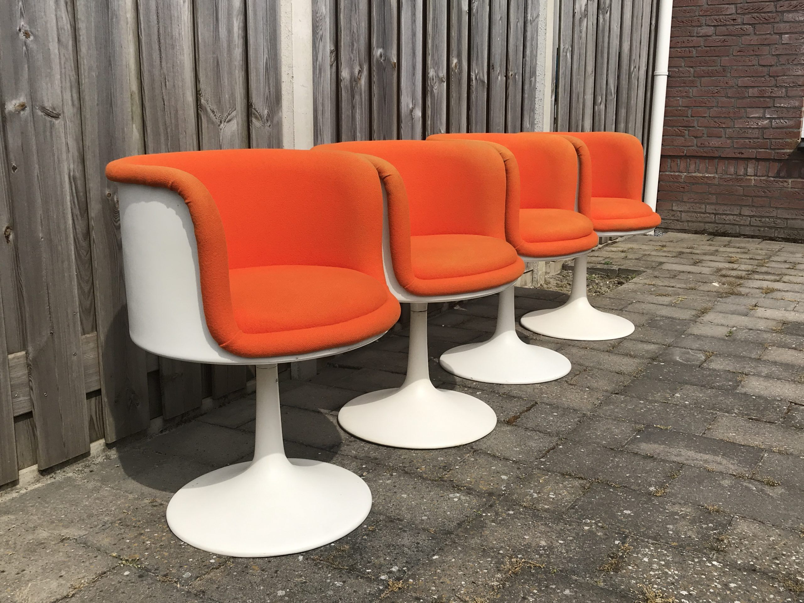 Fiberglass swivel dining chair by TopForm 1970s Netherlands, set of 4