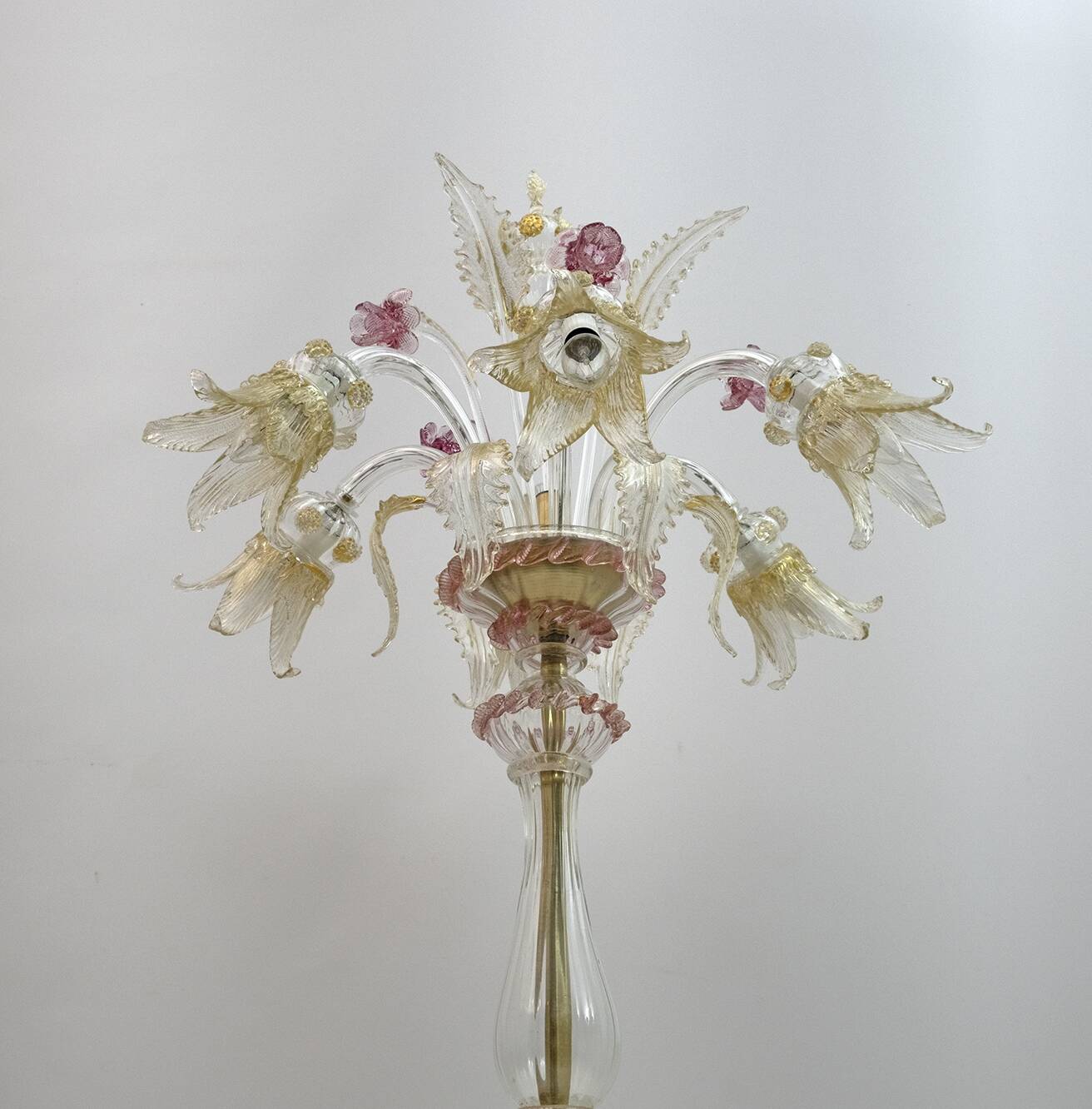 Ca'Rezzonico Blown Murano Glass 6 Arms Floor Lamp, Italy, 1950s