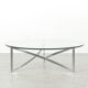 Table basse vintage en verre et acier