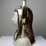 Bust of the Virgin with halo, glazed ceramic, vintage/antique craftsmanship