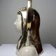 Bust of the Virgin with halo, glazed ceramic, vintage/antique craftsmanship