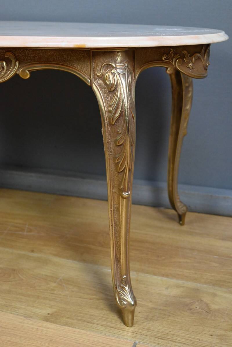 Marble and brass coffee table, Louis XV style – mid 20th century