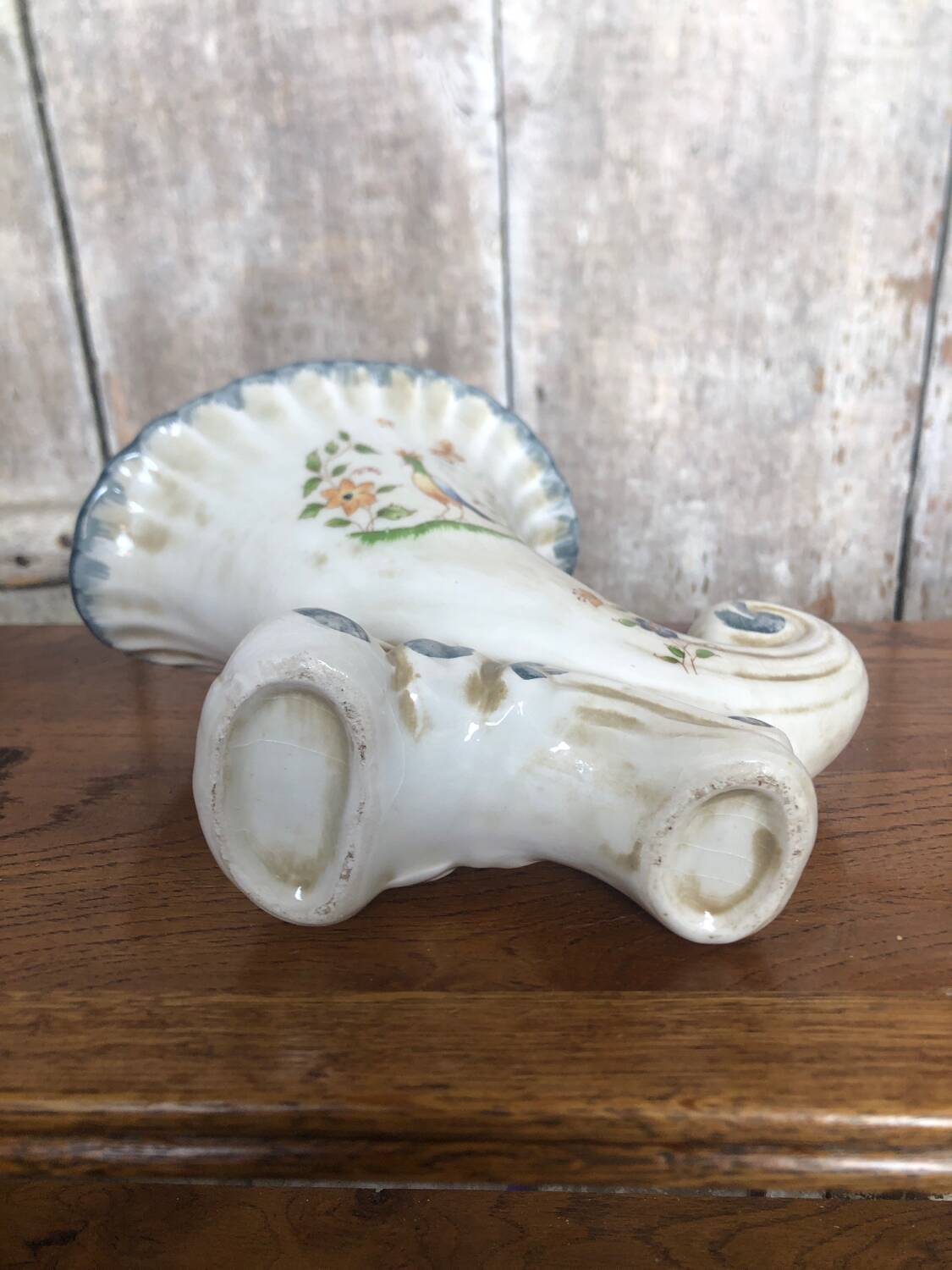 Old corn plenty vase white ceramic vintage moustiers decor