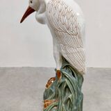 Vintage Italian ceramic crane bird XL Majolica