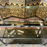 Shelf in chromed metal and smoked glass 1970
