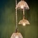 Suspension triple vintage glass chandelier - tableware collection