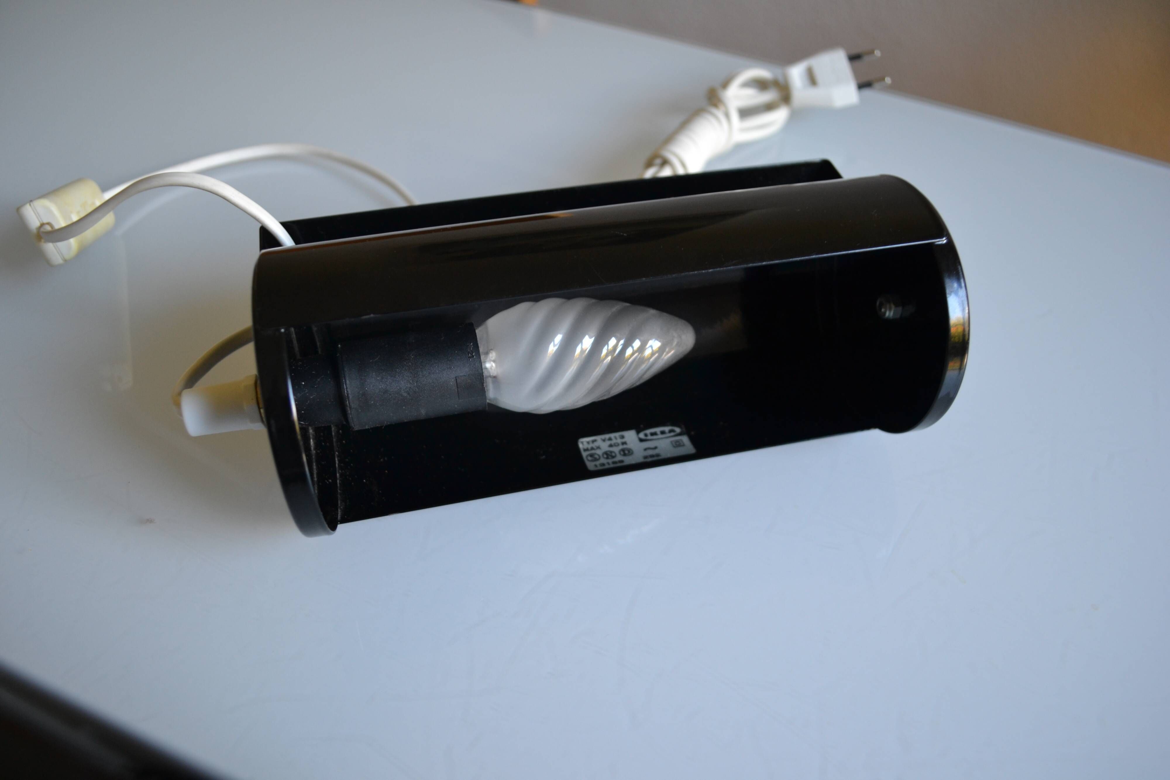 Pair of vintage Ikea 1980s Typ V 413 black wall lamps