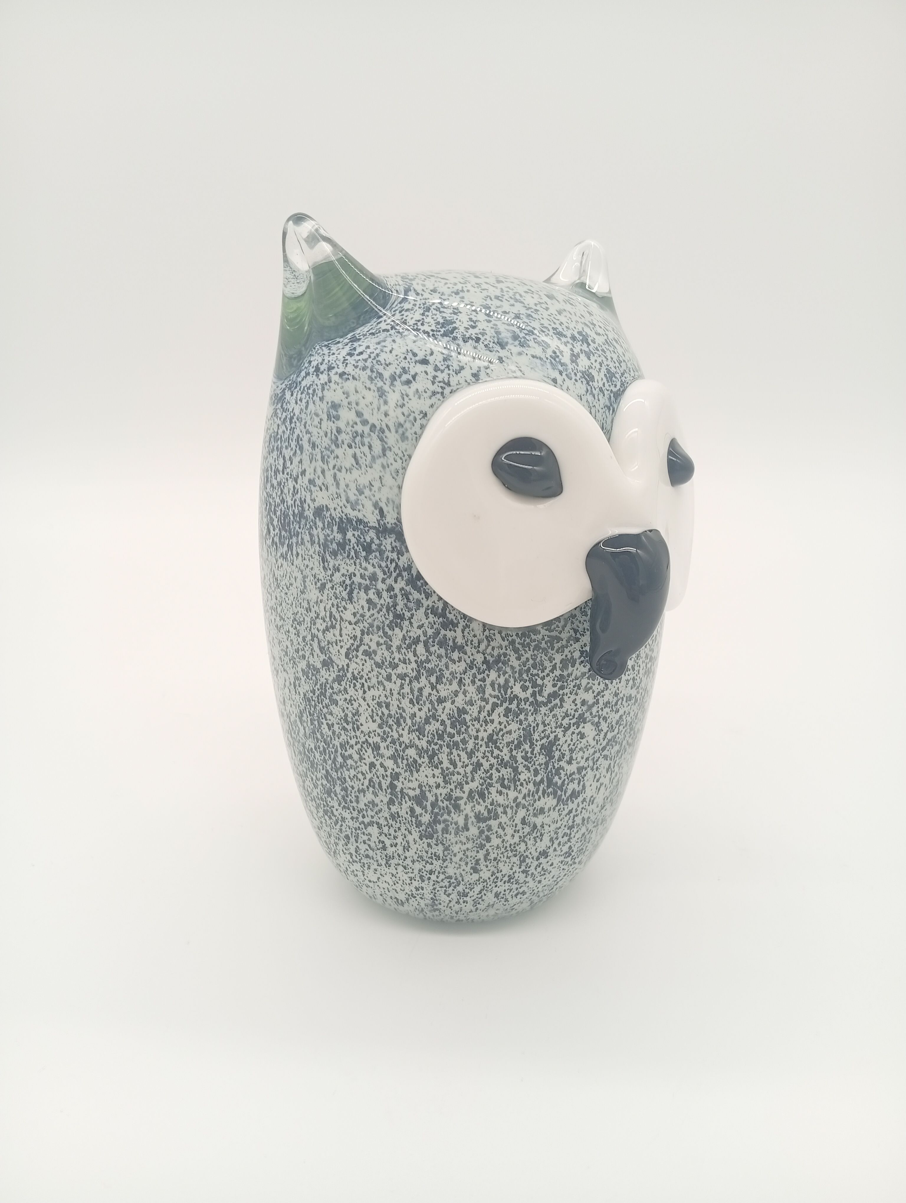 Vintage Scandinavian Glass Owl Statuette Denmark Sulphur 70s 80s