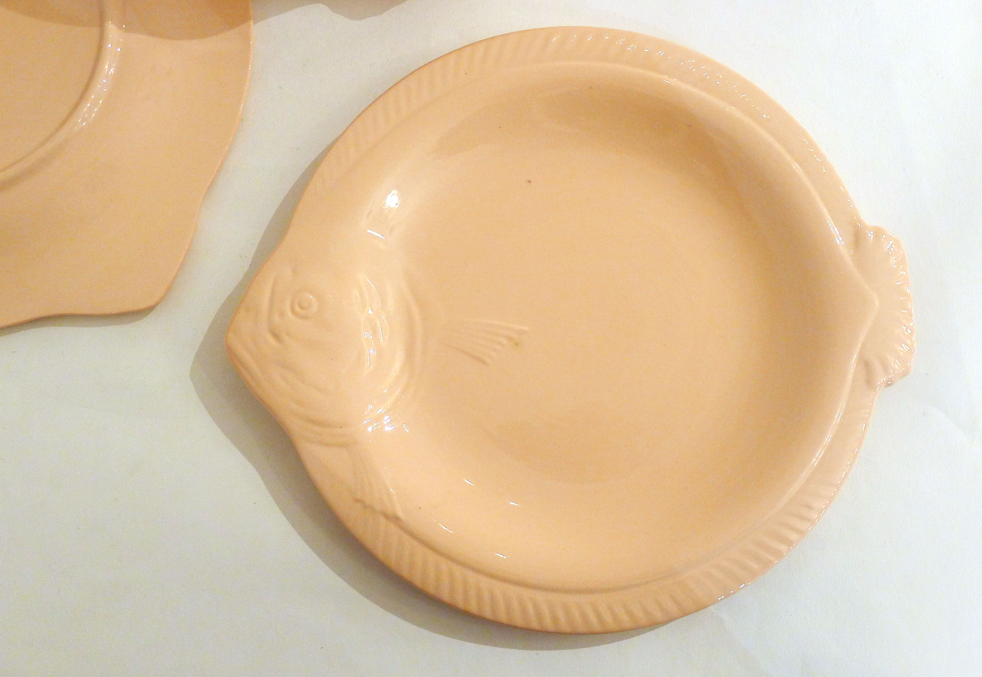 Set of 10 plates Fish Longwy