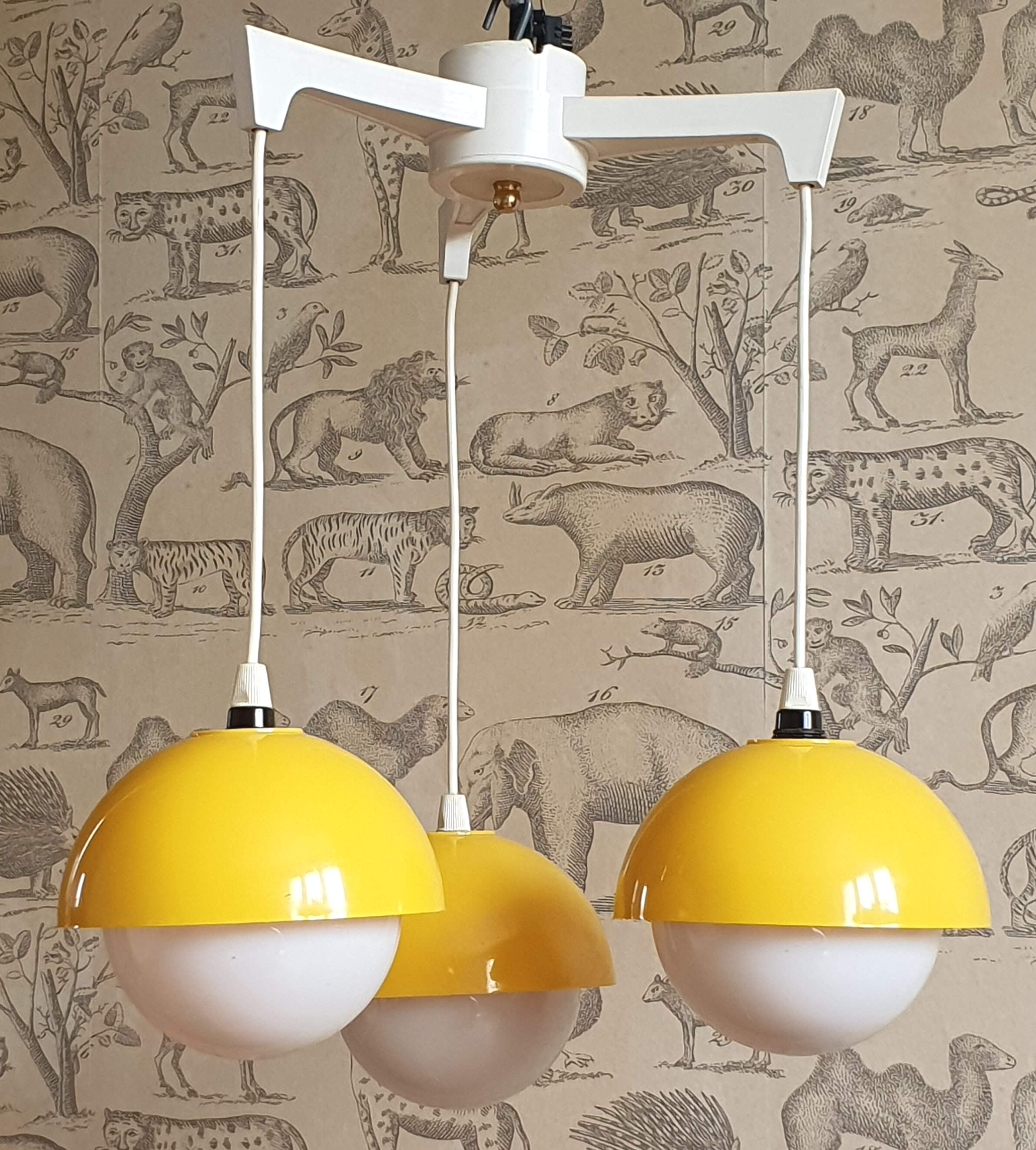 Vintage yellow pendant lamp 1970