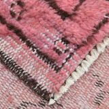 pink overdye turkish vintage carpet  , pink vintage distressed vintage rug.
