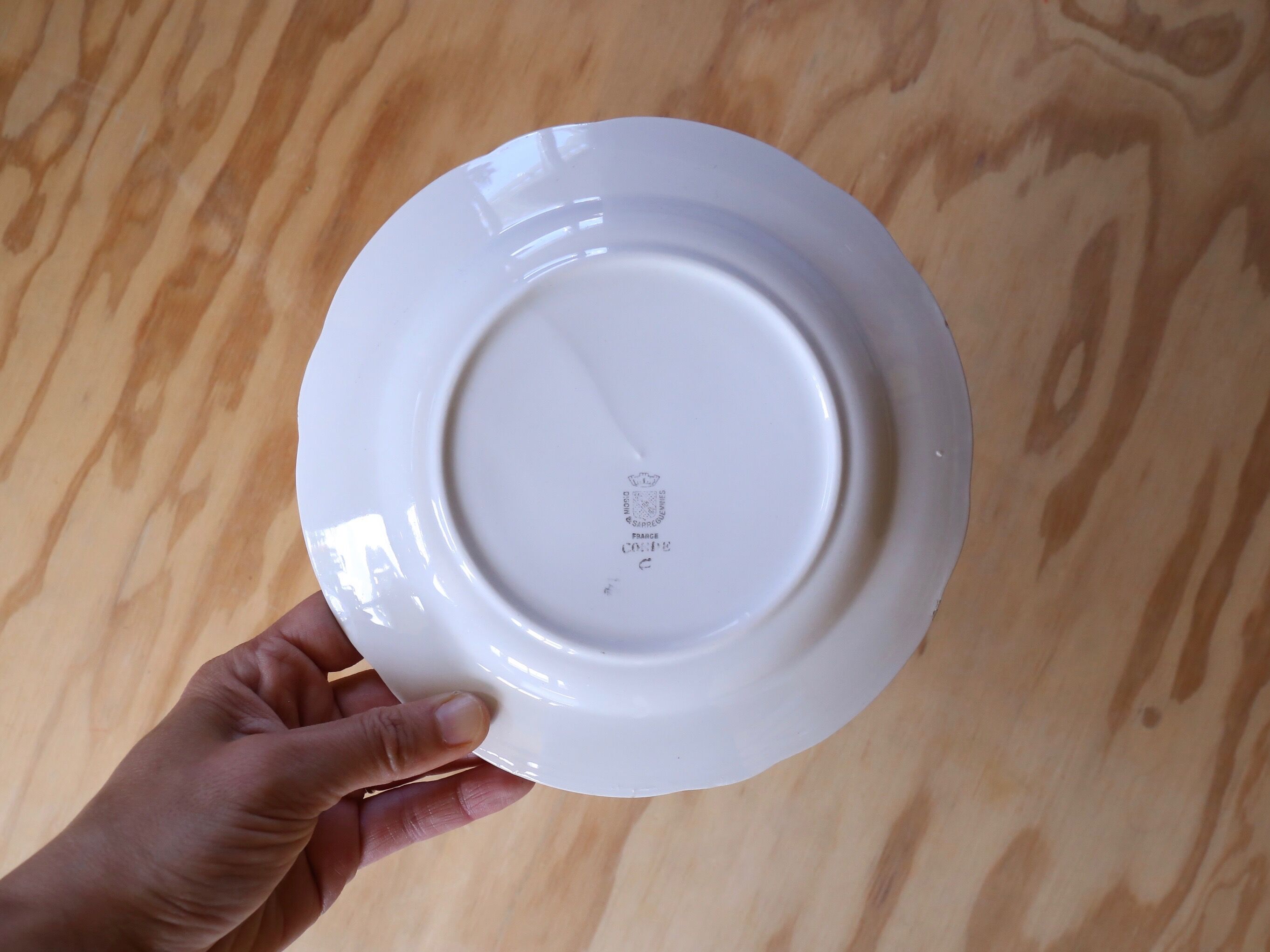 3 small plates vintage flowers and bird Digoin and Sarreguemine