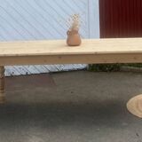 Large renovated table for 10 people - 1 drawer in raw solid wood