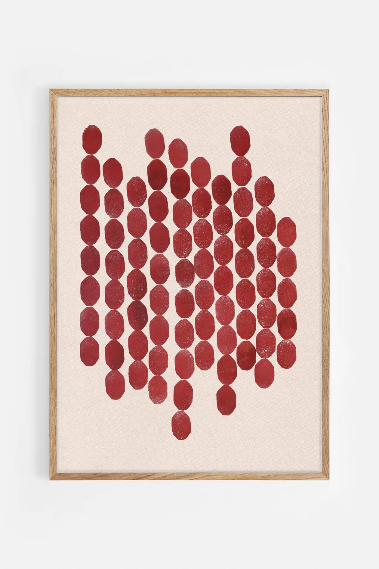 Large abstract painting 50x70 dark red signed eawy