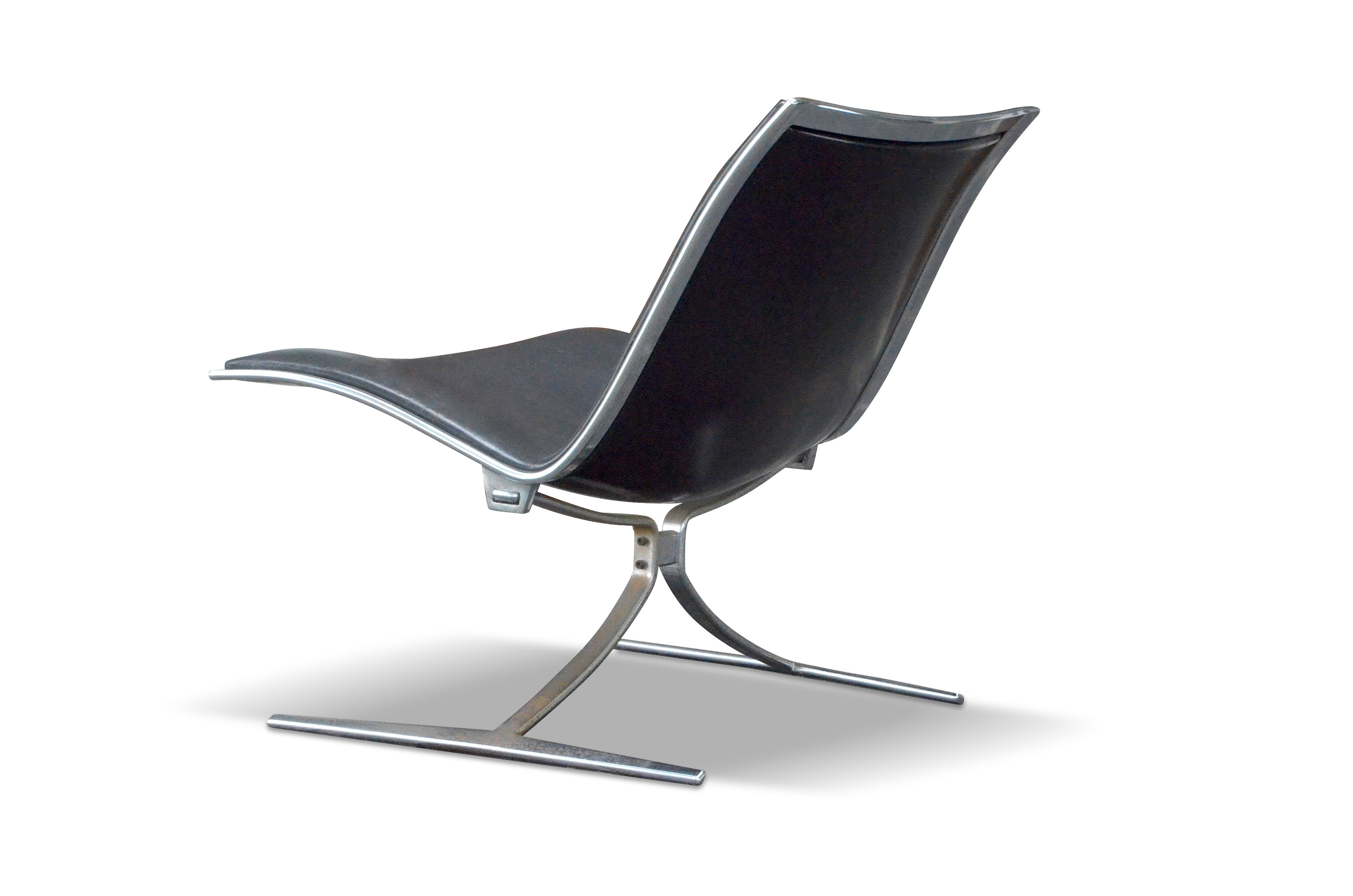 Armchair "Skater" by Jorgen Kastholm for KILL black leather 1st edition