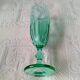 8 vintage emerald green glass champagne flutes