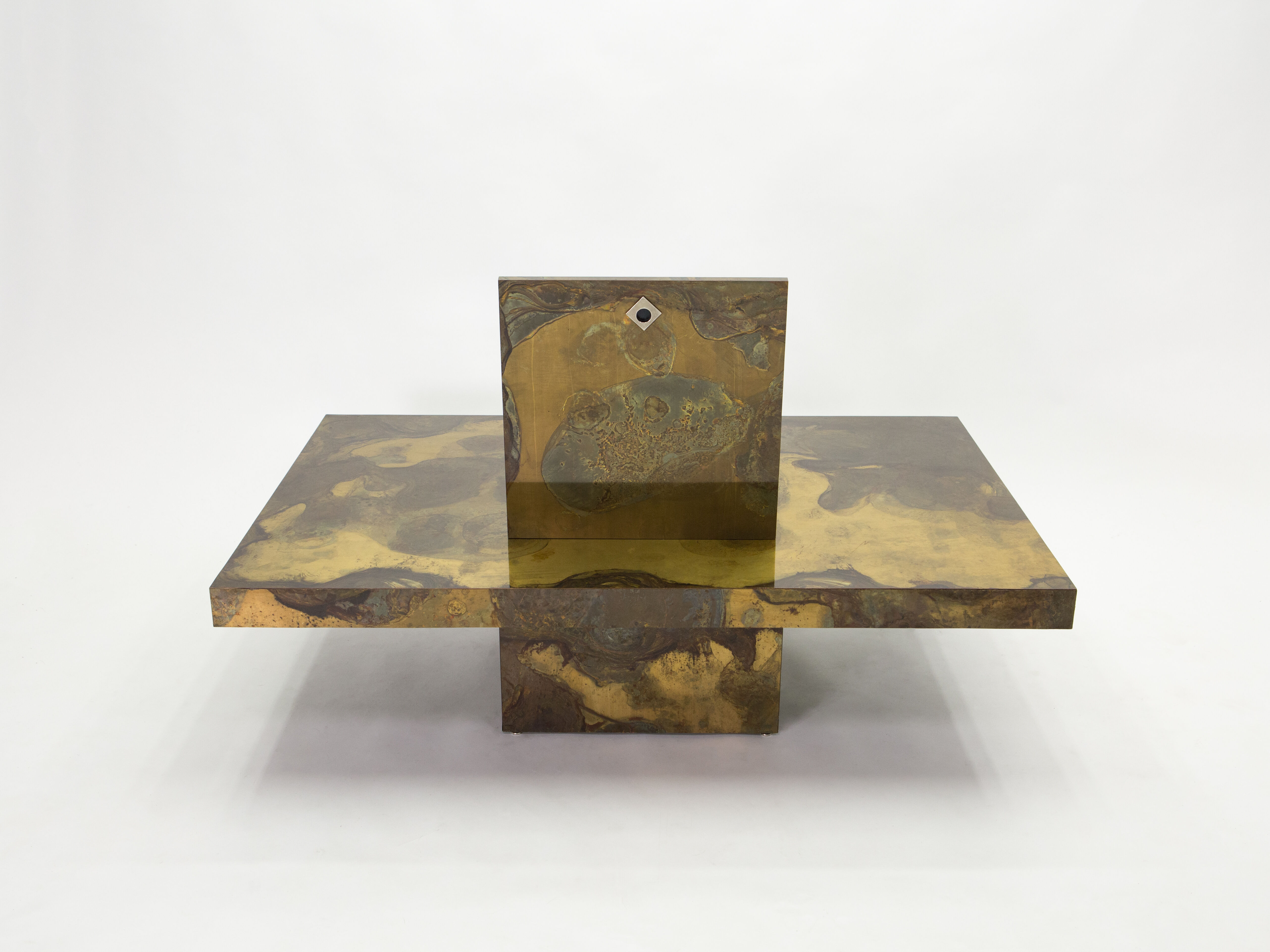 Isabelle and Richard Faure's unique patinated oxidized brass coffee table 1970