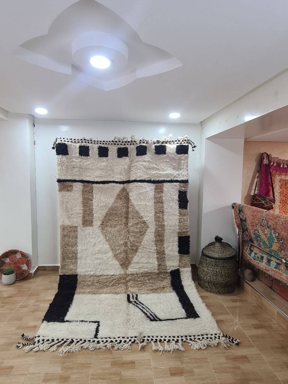 Handmade wool Berber rug 250x150 cm