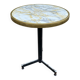 Round bistro table with a central pedestal, gold marble effect and black steel, 60cm.